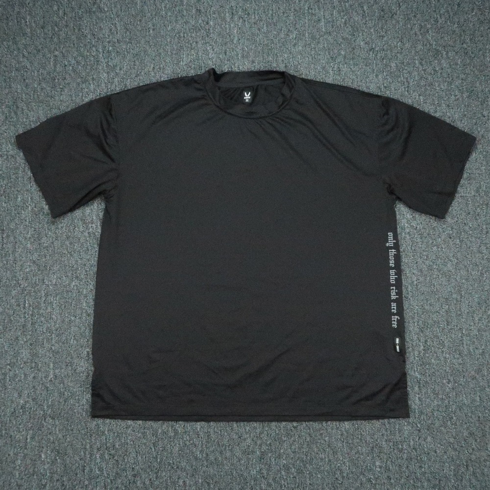 ASRV Shirt Mens Medium Black AeroSilver Oversized Tee Athletic Short Sleeve